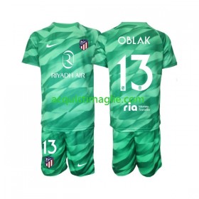 Divisa di Calcio Atlético Madrid Jan Oblak 13 Portiere Bambino Trasferta Verde 2023/2024